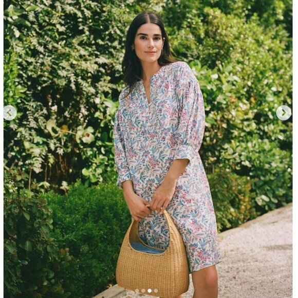 J Mclaughlin Nylee Linen Mini Dress 3/4 sleeve Bloomsbury Floral Print Small - Picture 2 of 14